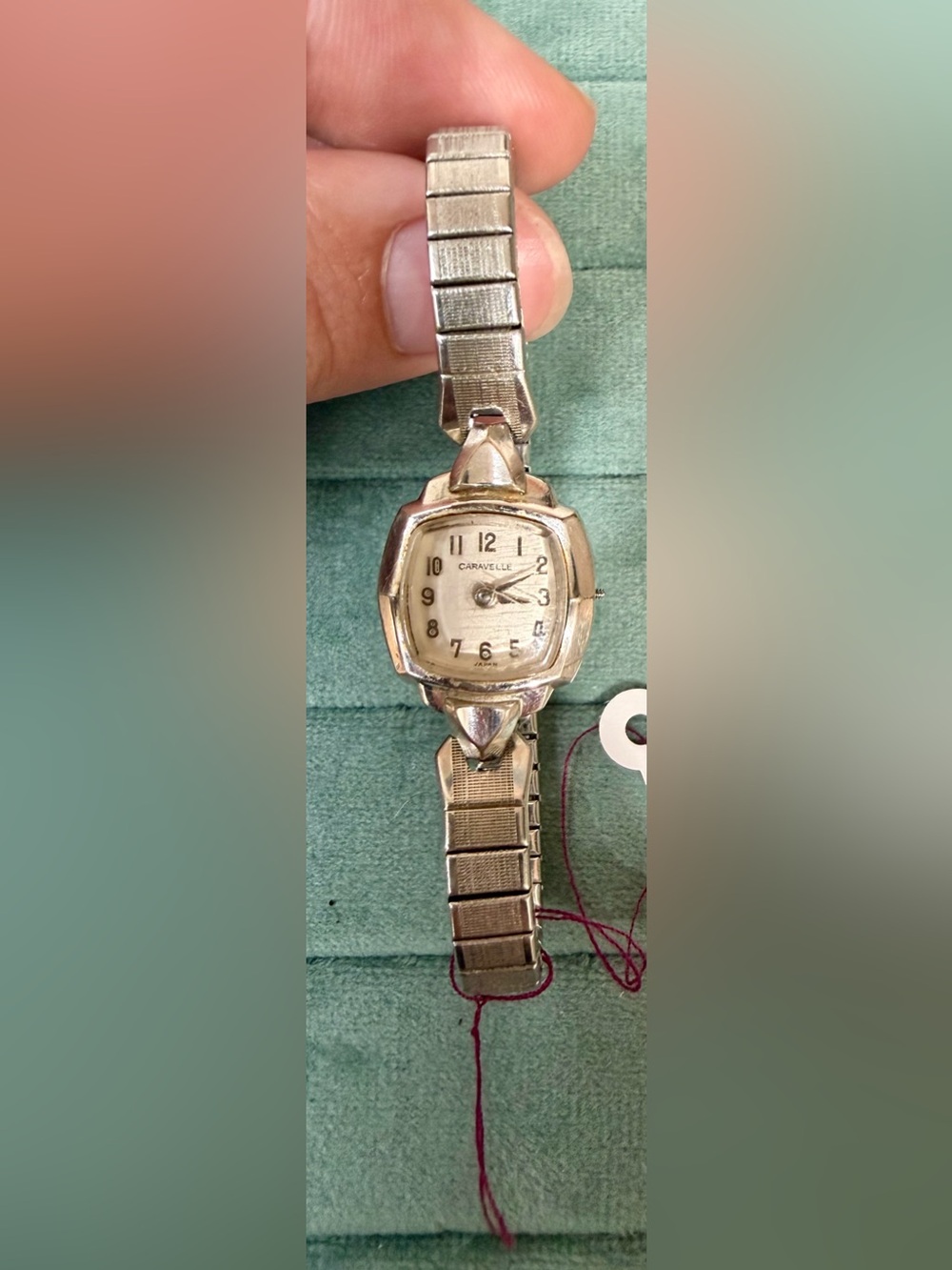 Caravelle Women's Silver-Tone Vintage Watch with Stretch Band